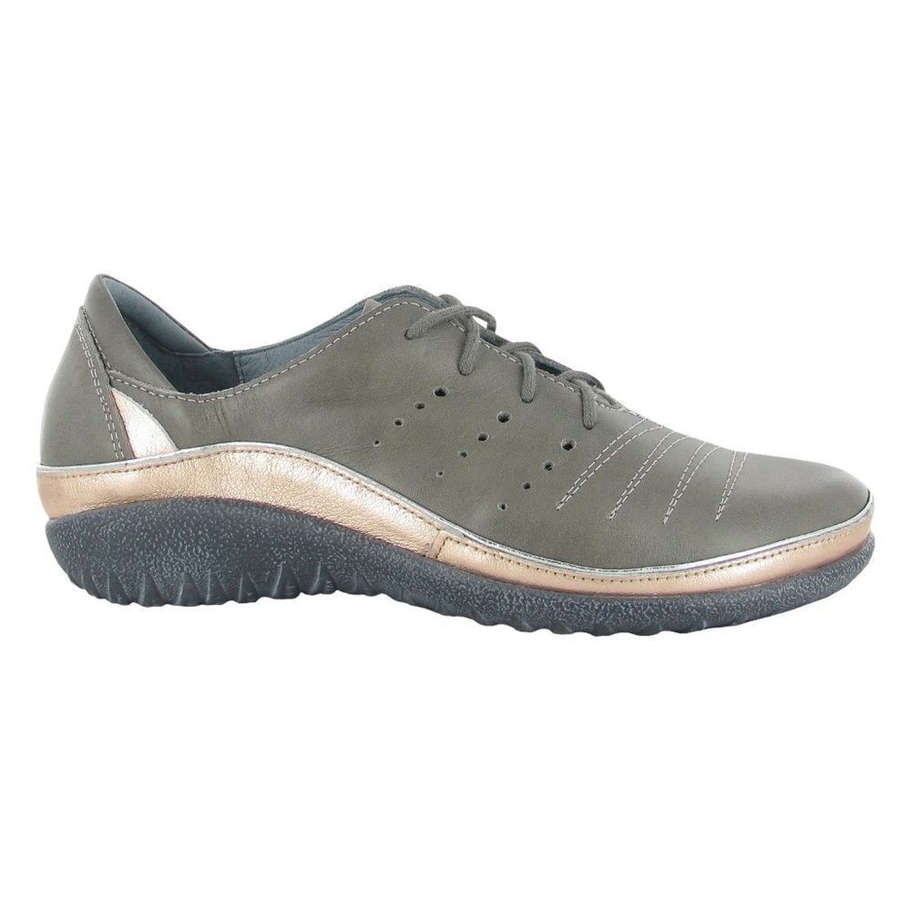 Naot Kumara Foggy Grey/Soft Gold Rose Leather Lace Up Casual Shoes Sz 40
